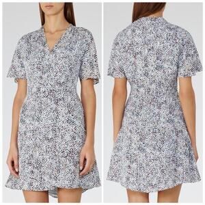 Reiss Multicolor Prose Ditsy Mosaic Print Silk Casual Dress Size 8 Medium Femme